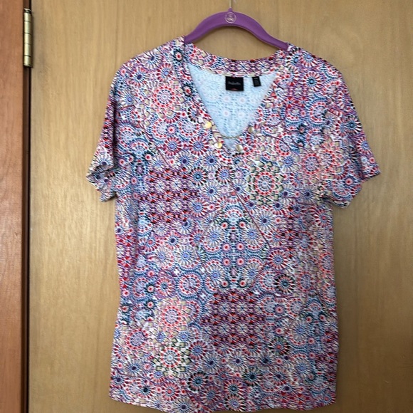 Rafaella Floral Kaleidoscope chain  Top Size L - Picture 1 of 4